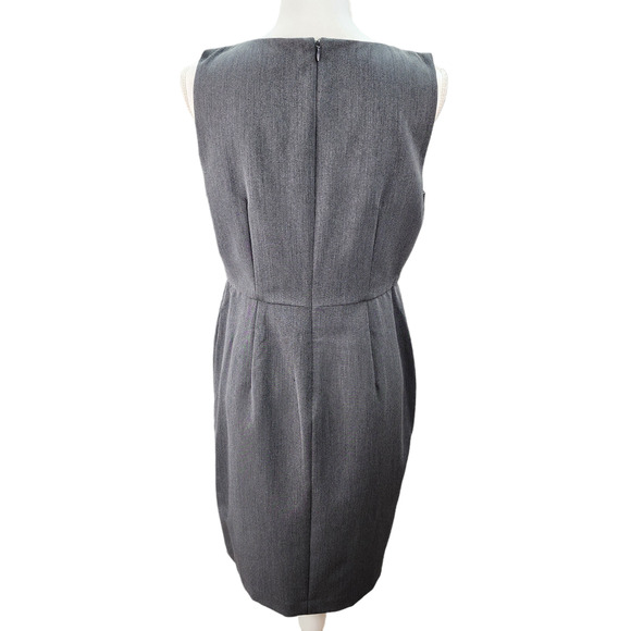 NWT Worthington Dress 10P Petite Gray Sleeveless Knee-Length Faux Wrap Career Ch - Picture 3 of 16